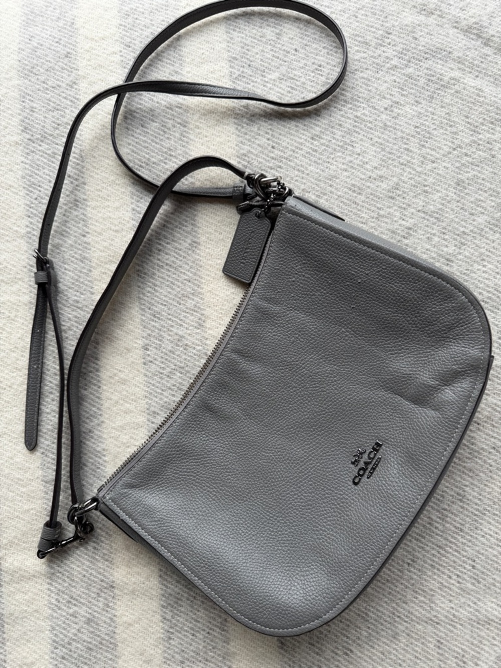 Coach Charcoal Leather Shoulder Bag